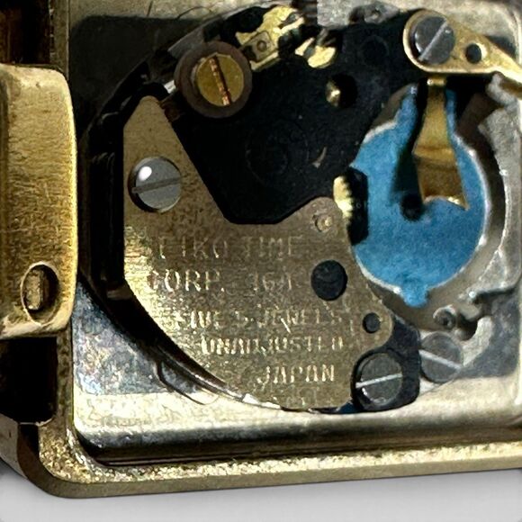Vintage 70\'s Ladies Seiko Gold Plated Tank Watch Original Box Papers New Battery main image 11